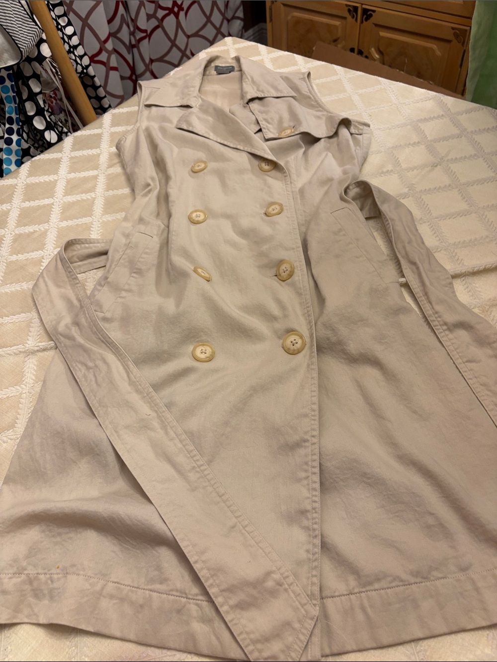 Ann Taylor Double-Breasted Beige Trench Styled Dress